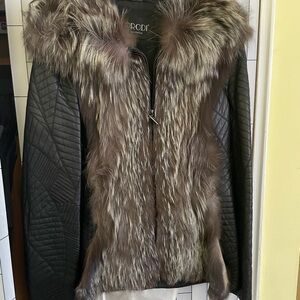 Black and Brown Faux Fur Women's Jacket